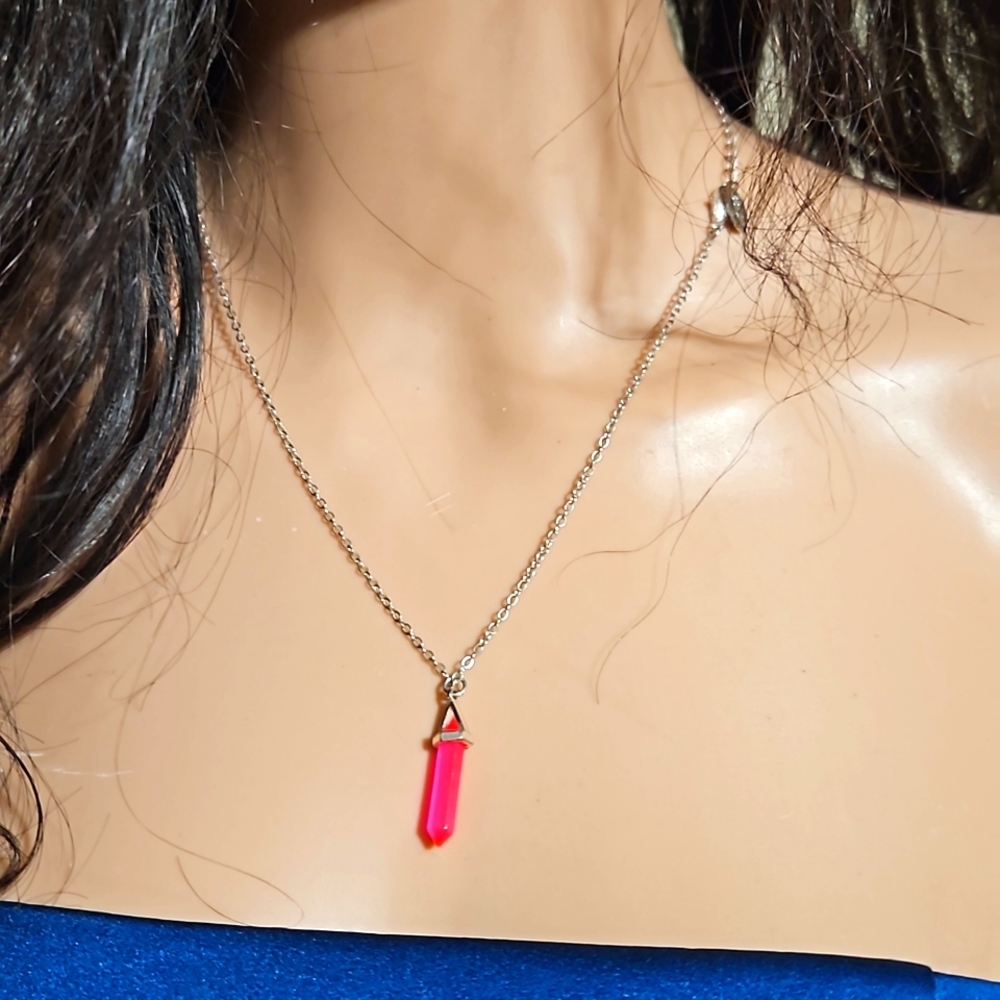 Claire's Hot Pink Stone Necklace